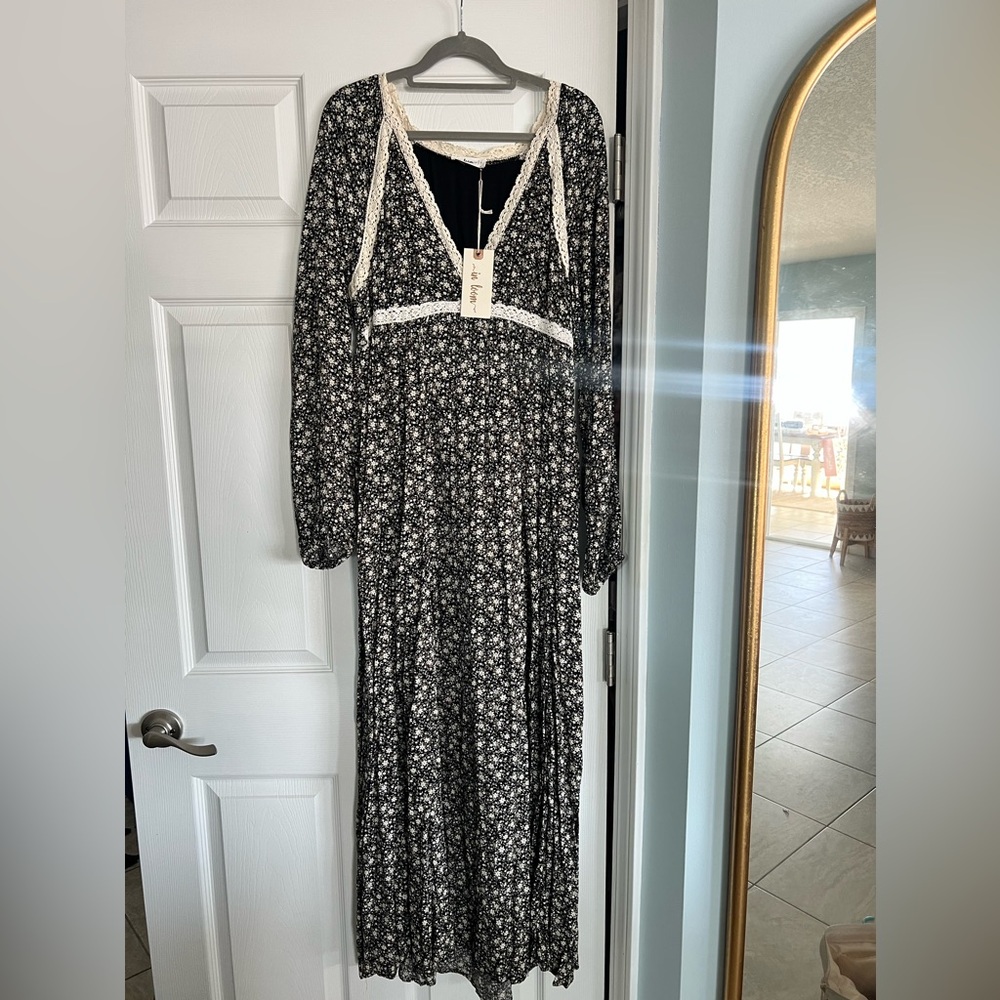 Long sleeve floral western maxi dress
